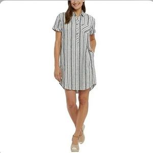 ADRIENNE VITTADINI LINEN STRIPED SHIRT DRESS SIZE (L)